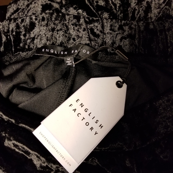 English Factory Crushed Velvet Culotte Pants NWT - Picture 4 of 5